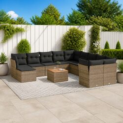 Garden Sofa Set 12 Piece Outdoor Furniture Grey Poly Rattan Modular Patio Lounge