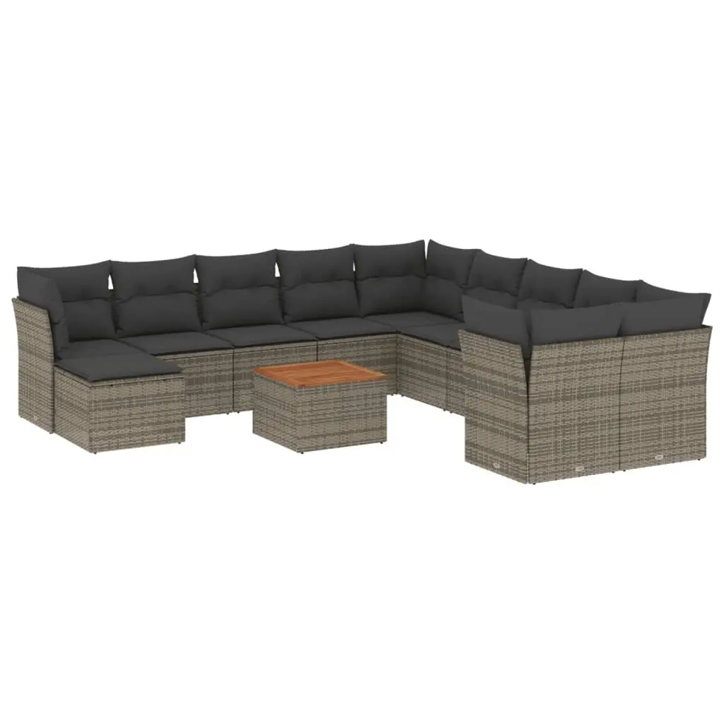 Garden Sofa Set 12 Piece Outdoor Furniture Grey Poly Rattan Modular Patio Lounge