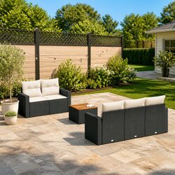 Concise and Confident: 6-Piece Black Garden Sofa Set