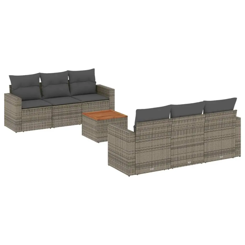 7 Piece Garden Sofa Set with Storage Cushions Grey Outdoor Furniture Patio