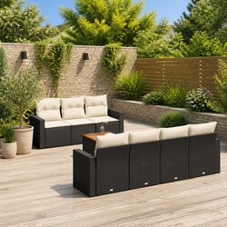 Garden Sofa Set 8 Piece Outdoor Furniture Black Poly Rattan Patio Seating