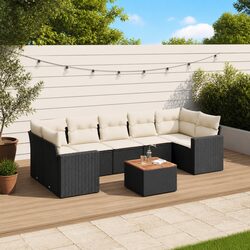 Compact 8 Piece Outdoor Sofa Set in Black Rattan
