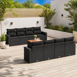 Compact and Stylish 9 Piece Outdoor Garden Sofa Set