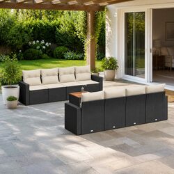 Compact and Stylish 9 Piece Garden Sofa Set with Cushions