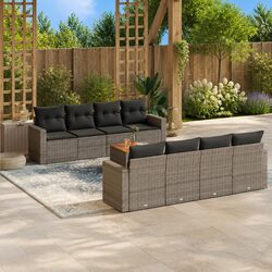 Garden Sofa Set 9 Piece Outdoor Furniture Grey Poly Rattan Modular Patio Lounge
