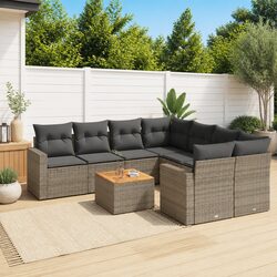 Compact 9 Piece Grey Garden Sofa Set for Modern Living