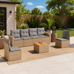 7-Piece Outdoor Sofa Set in Beige