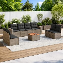 9 Piece Modular Outdoor Sofa Set with Storage