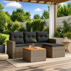 5 Piece Outdoor Sofa Set in Grey Rattan