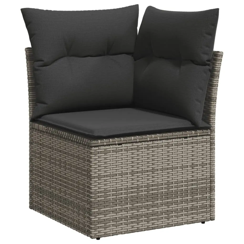5 Piece Garden Sofa Set Grey Poly Rattan Outdoor Furniture Patio Seating with