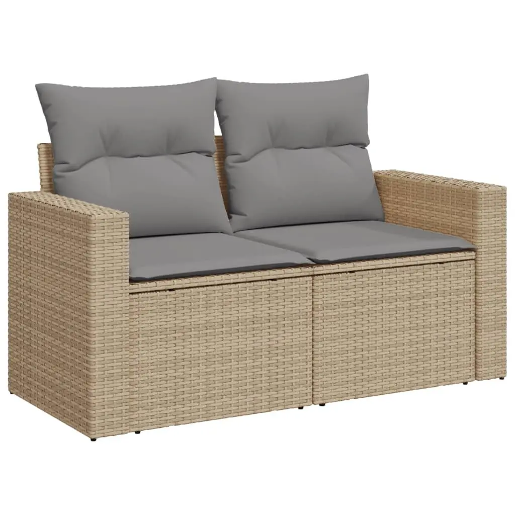 Garden Sofa Set 6 Piece Outdoor Furniture Patio Beige Poly Rattan Modular