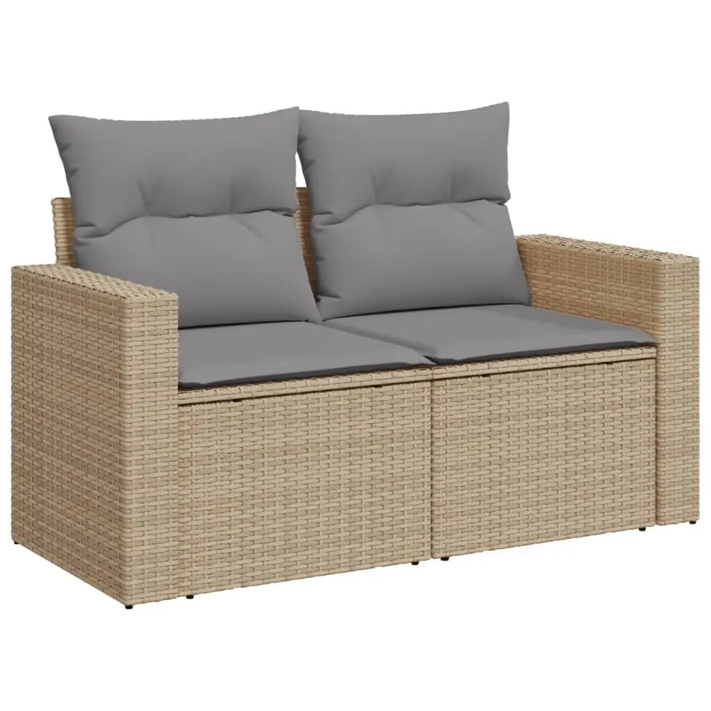 Garden Sofa Set 6 Piece Outdoor Furniture Beige Poly Rattan Patio Sectional