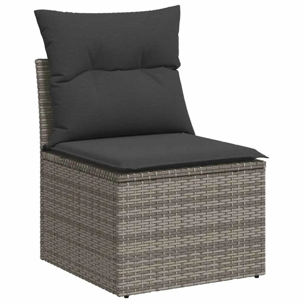 Garden Sofa Set 6 Piece Outdoor Furniture Grey Poly Rattan Patio Seating with