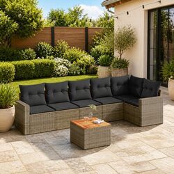 7 Piece Grey Garden Sofa Set for Outdoor Comfort