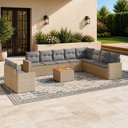 Sleek 11 Piece Beige Garden Sofa Set for Your Outdoors