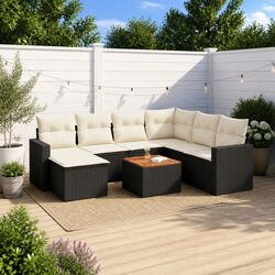 Efficient 8 Piece Outdoor Sofa Set with Rattan and Wood