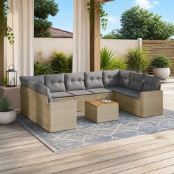 Beige 10-Piece Outdoor Sofa Set: Relax and Entertain