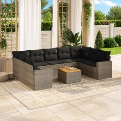 10-Piece Garden Sofa Set with Storage Cushions Outdoor Patio Furniture Grey