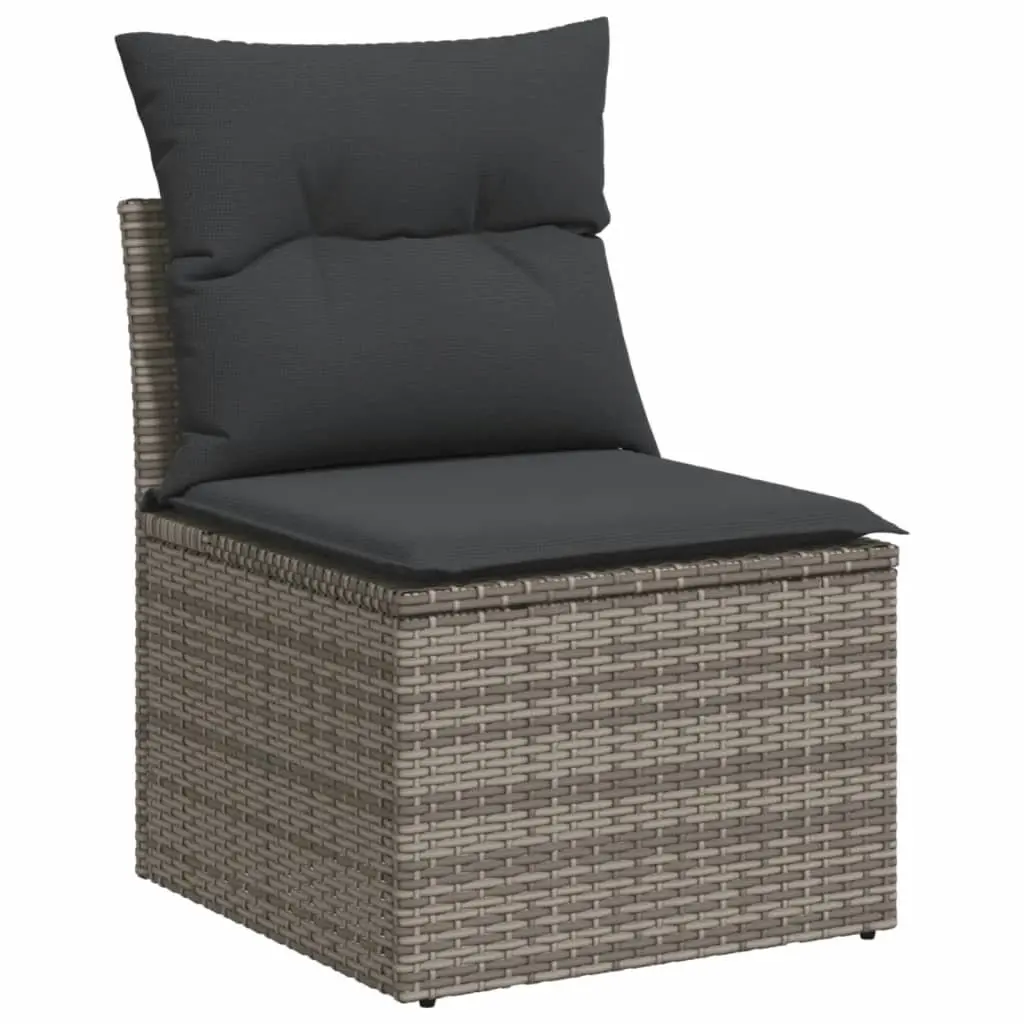 Garden Sofa Set 10 Piece Outdoor Furniture Grey Poly Rattan Patio with Cushions