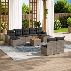 Concise 10-Piece Grey Outdoor Sofa Set with Storage