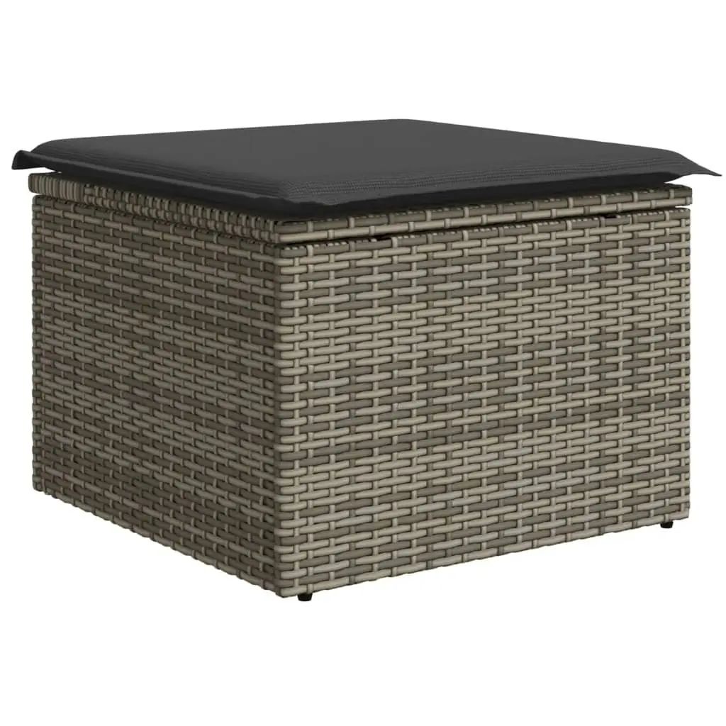 Garden Sofa Set 10 Piece Outdoor Furniture Grey Poly Rattan with Storage