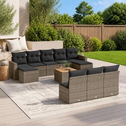 Compact 11 Piece Garden Sofa Set in Grey Rattan