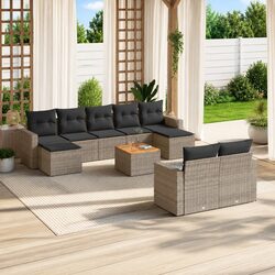 Garden Sofa Set 10 Piece Outdoor Furniture Grey Poly Rattan Modular Patio Lounge