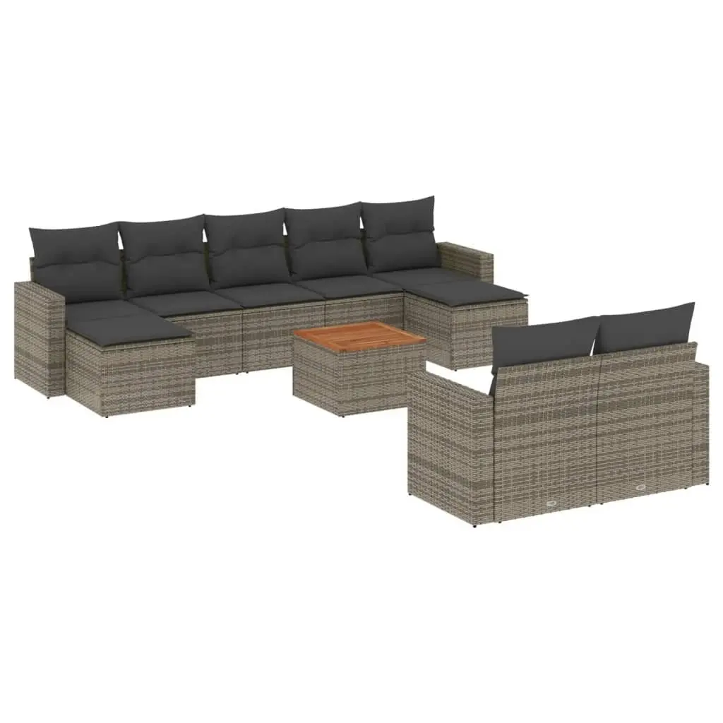 Garden Sofa Set 10 Piece Outdoor Furniture Grey Poly Rattan Modular Patio Lounge