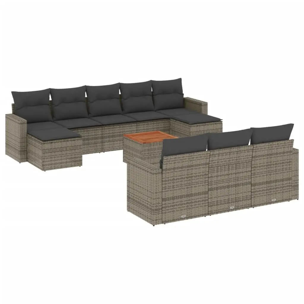 Garden Sofa Set Grey 11 Piece Modular Outdoor Furniture Poly Rattan
