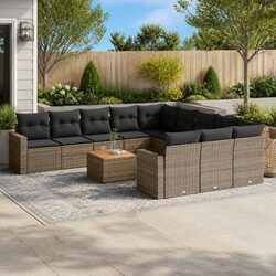 12-Piece Outdoor Sofa Set with Grey Cushions