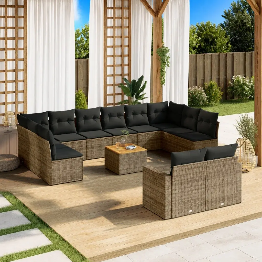 13 Piece Garden Sofa Set Grey Poly Rattan Outdoor Furniture Patio Lounge