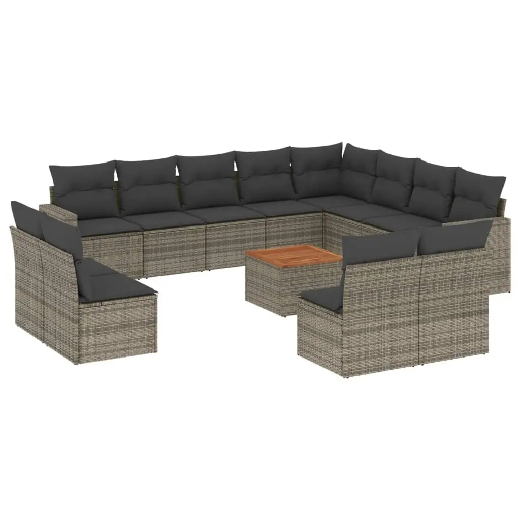 Garden Sofa Set Grey 13 Piece Modular Outdoor Furniture Poly Rattan Patio Lounge Seating