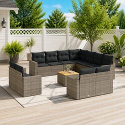 Garden Sofa Set 12 Piece Outdoor Furniture Grey Poly Rattan Patio Modular Lounge
