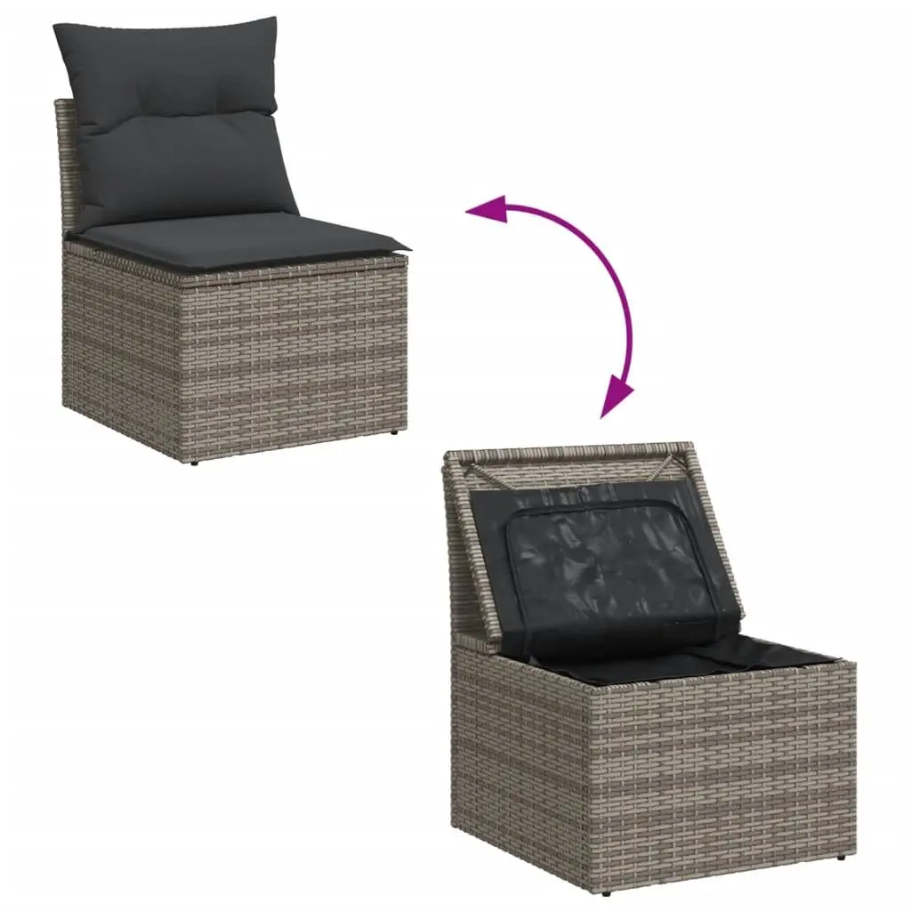 Garden Sofa Set 11 Piece Grey Poly Rattan Outdoor Furniture Patio Lounge Modular