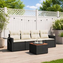 5 Piece Garden Sofa Set Black Outdoor Furniture with Storage Cushions Patio