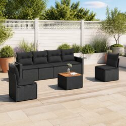 Compact 7 Piece Sofa Set with Cushions and Storage