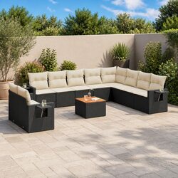 11 Piece Black Rattan Garden Sofa Set for Outdoors