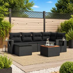 Compact 7 Piece Black Outdoor Sofa Set