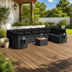 Compact and Stylish 11-Piece Garden Sofa Set in Black