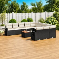 12-Piece Modular Garden Sofa Set in Black