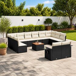 Garden Sofa Set 13 Pieces Black Poly Rattan Outdoor Furniture Patio with