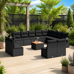 Compact 13 Piece Black Outdoor Sofa Set