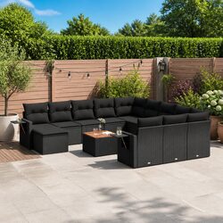 Garden Sofa Set 13 Piece Outdoor Furniture Patio Black Rattan Modular Seating