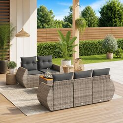 Compact 6 Piece Grey Garden Sofa Set with Storage Space