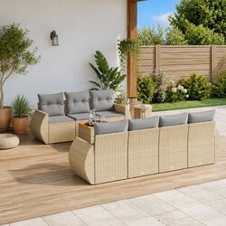 8-Piece Outdoor Garden Sofa Set - Beige and Practical