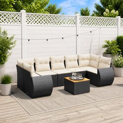Garden Sofa Set 8 Piece Outdoor Furniture Patio Seating Black with Storage