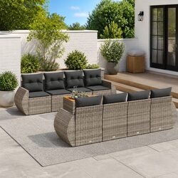 Garden Sofa Set 9 Piece Outdoor Furniture Patio Sectional Grey with Storage