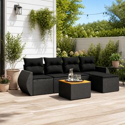 Concise 6-Piece Garden Sofa Set with Storage Solutions