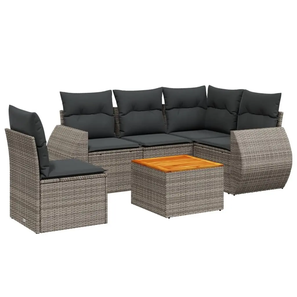 6-Piece Grey Garden Sofa Set with Easy Setup and Storage