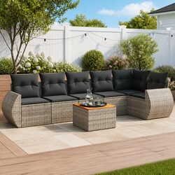 7 Piece Grey Outdoor Sofa Set for Relaxation